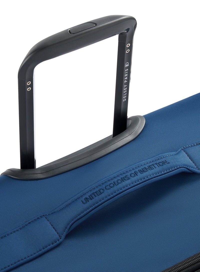 UNITED COLORS OF BENETTON Color Block 69 Cm 4-Double Wheeled Softside Expandable Check-In Luggage Trolley Case - Navy - Image 5